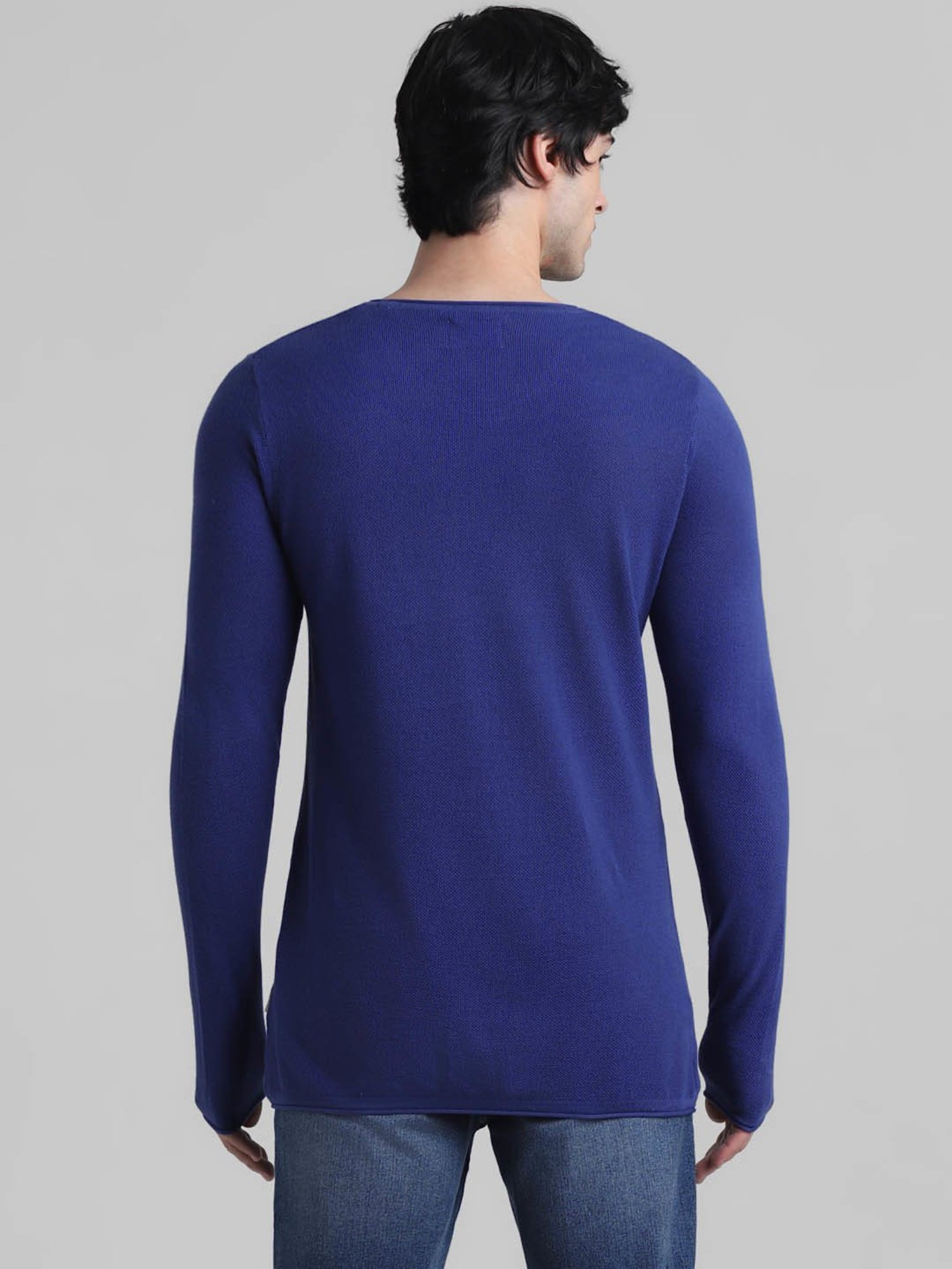 Jack & Jones Twilight Blue Cotton Regular Fit Sweater