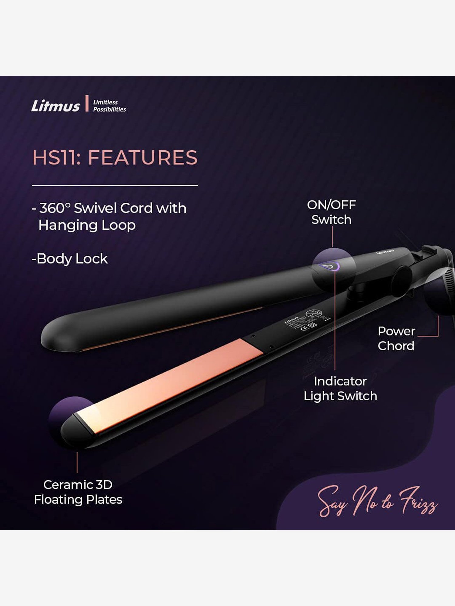 Litmus Do-it-Yourself HS11 Hair Straightener (Black/Gold)