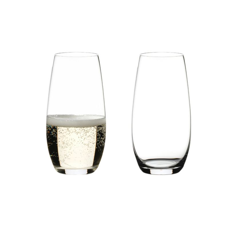 Riedel O Wine 9.31-Ounce 4.8-Inch Drink Glass Tumbler Champagne Stemless Home Kitchen and Bar Fine Crystal Flute Glasses, Set of 2