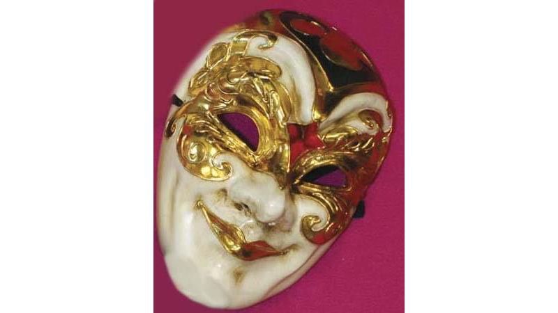 Bauer Pacific Imports Court Jester Paper Mache Venetian, Masquerade, Mardi Gras Mask Red
