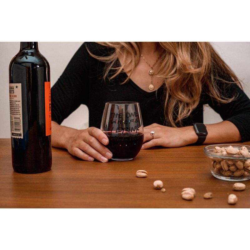 Toynk "The One Where I Drink All The Wine" Friends Inspired Stemless Wine Glass | Holds 20 Ounces