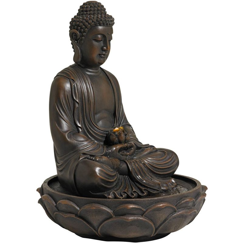 John Timberland Asian Zen Buddha Outdoor Water Fountain with Light LED 27 1/2" High Meditating Table Desk Yard Garden Patio Home