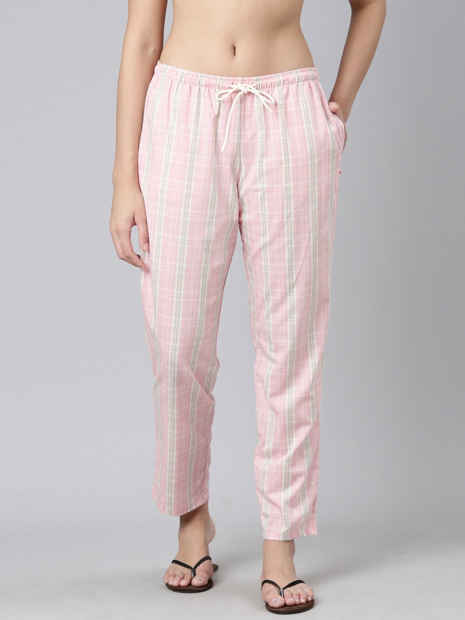 Enamor Pink Cotton Printed Lounge Pants