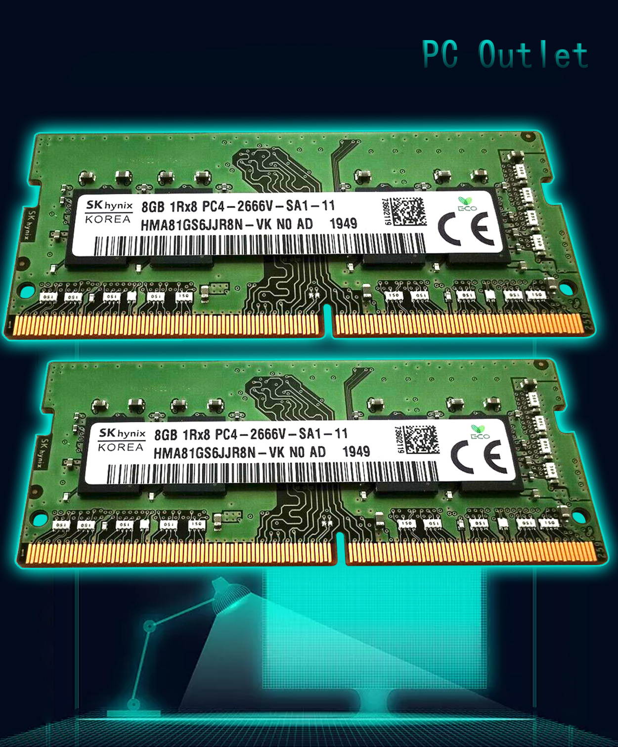 SK Hynix 16GB(2X8GB) DDR4-21300 SODIMM PC4-2666V-SA1-11 Laptop RAM Memory Stick Module HMA81GSJJR8N-VK