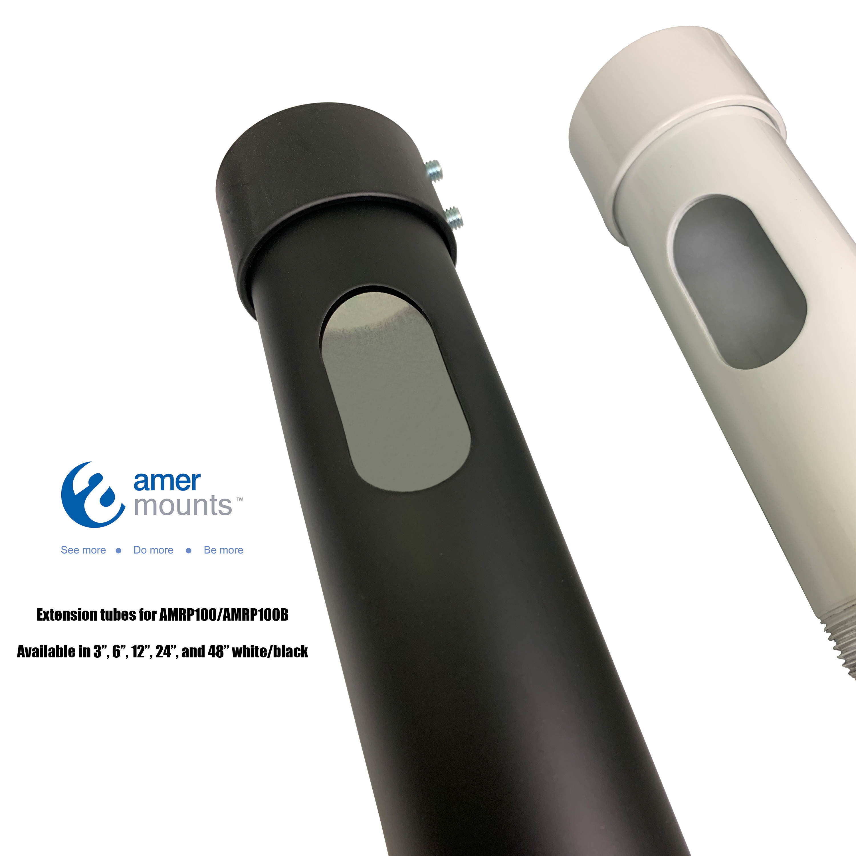 Amer Mounts AMRE5003 | 3" Extension Pole Tube designed for the AMRP100 Universal Projector Ceiling Mount