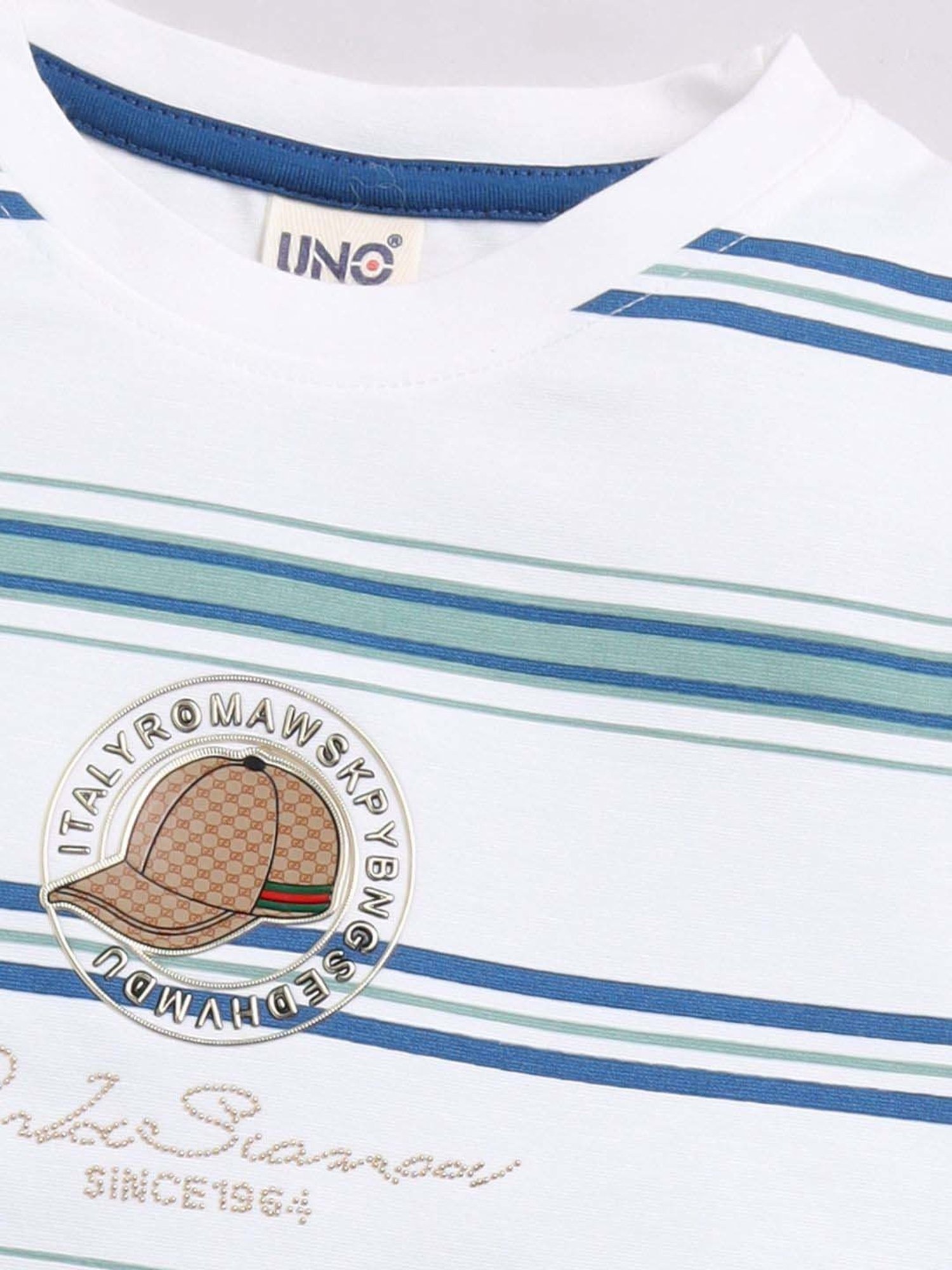 UNO KIDS Boys Green & White Striped Top & Short sets