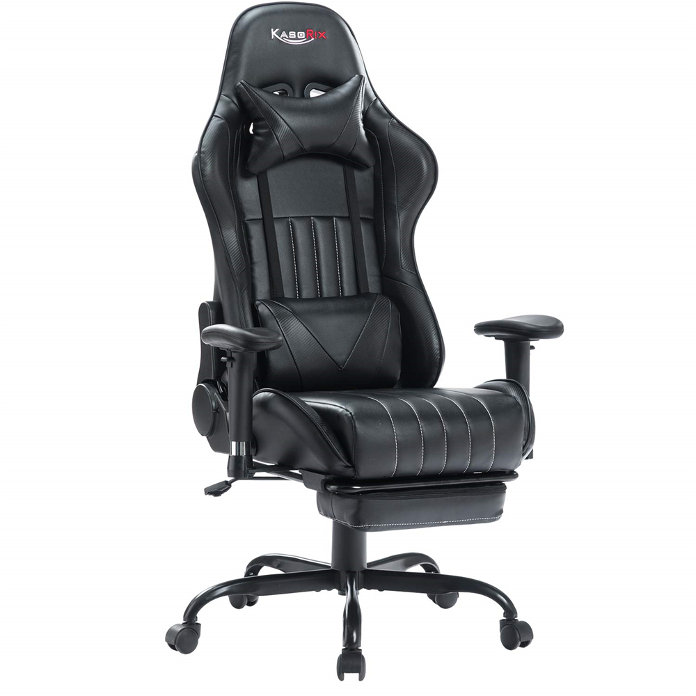 Kasorix Gaming Chair Racing Style Computer Chair with Footrest PU Leather Adjustable Gamer Chair with Headrest and Lumbar Support