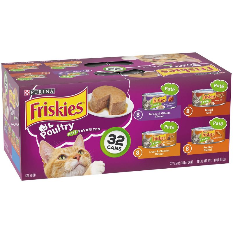 Purina Friskies Paté Wet Cat Food Poultry Favorites - 5.5oz/32ct Variety Pack