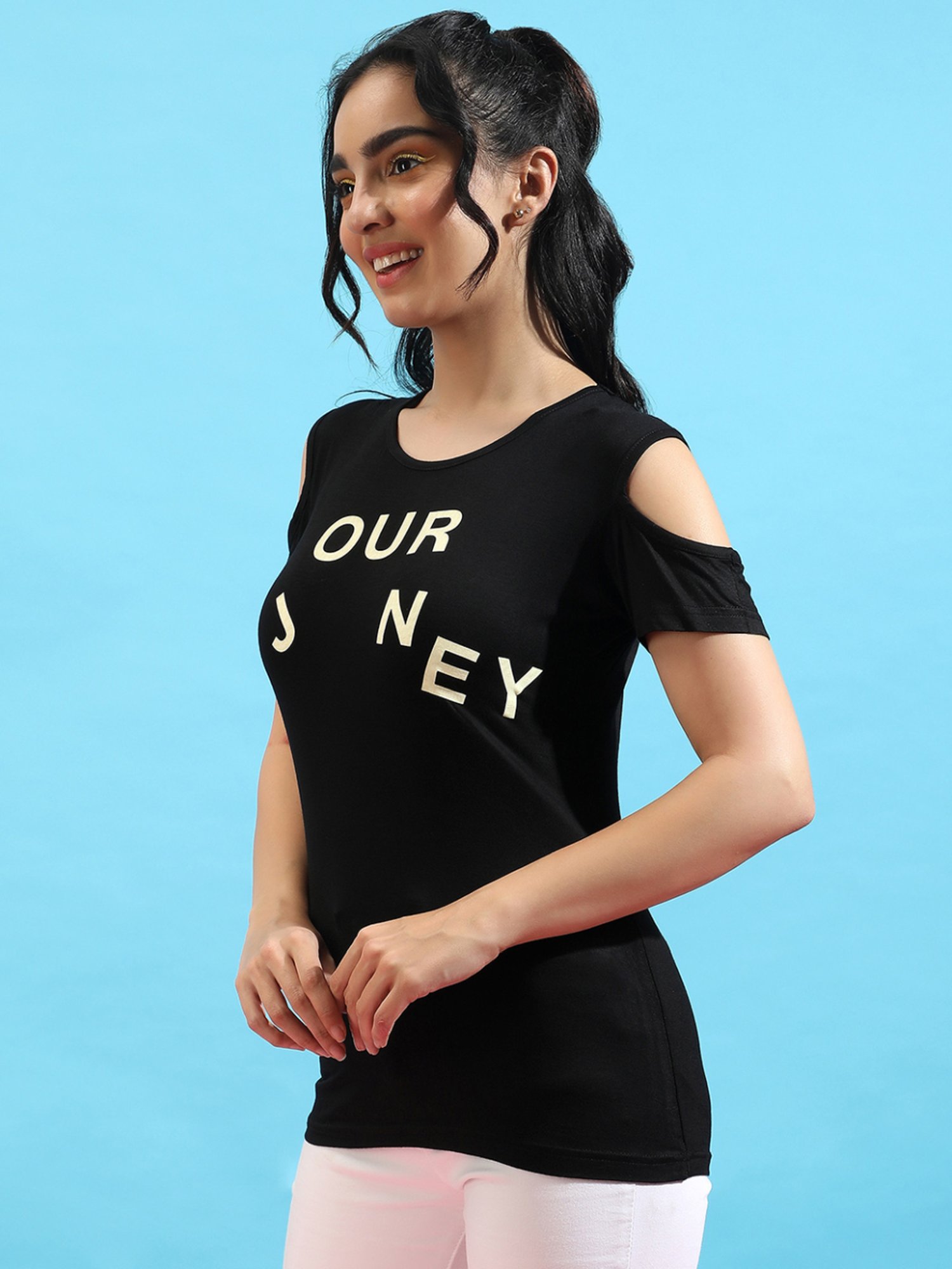 Campus Sutra Black Printed Top