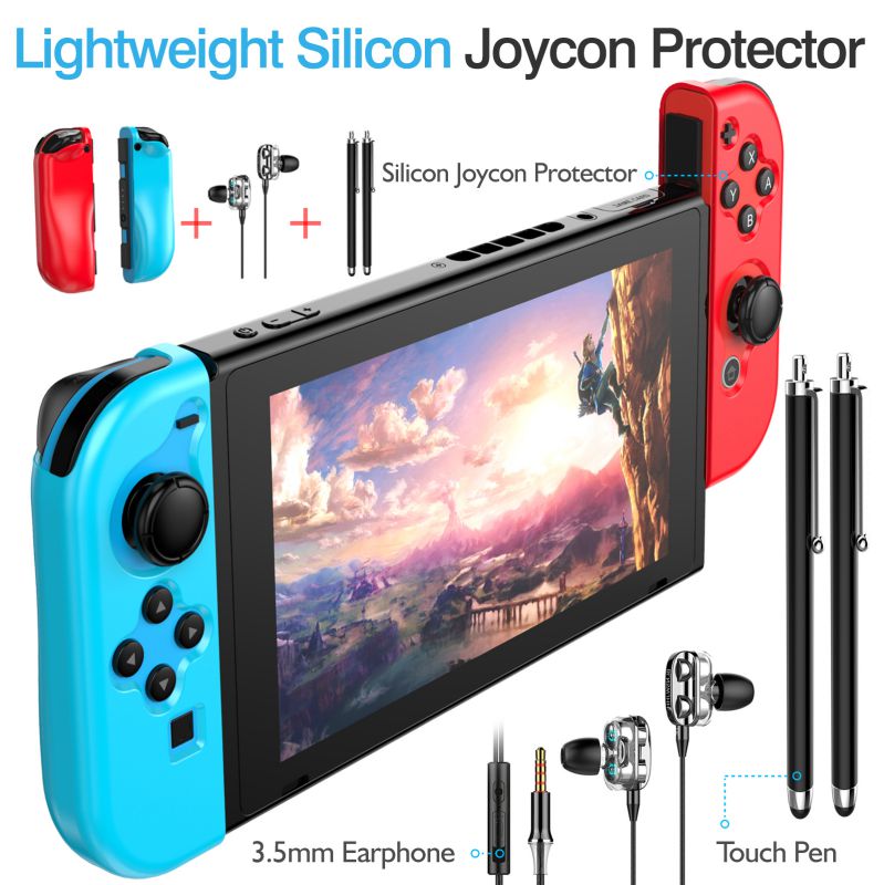 HEYSTOP Compatible with Nintendo Switch Case 25 in 1Switch Accessories Gift Kit Protective Case Screen Protector Thumb Grip Cap Joycon Charger Wheel Grip TPU Case PlayStand Game Card Box Epic Pack