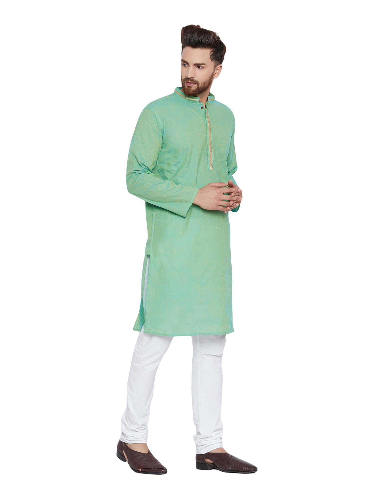 Even Green Cotton Regular Fit Kurta