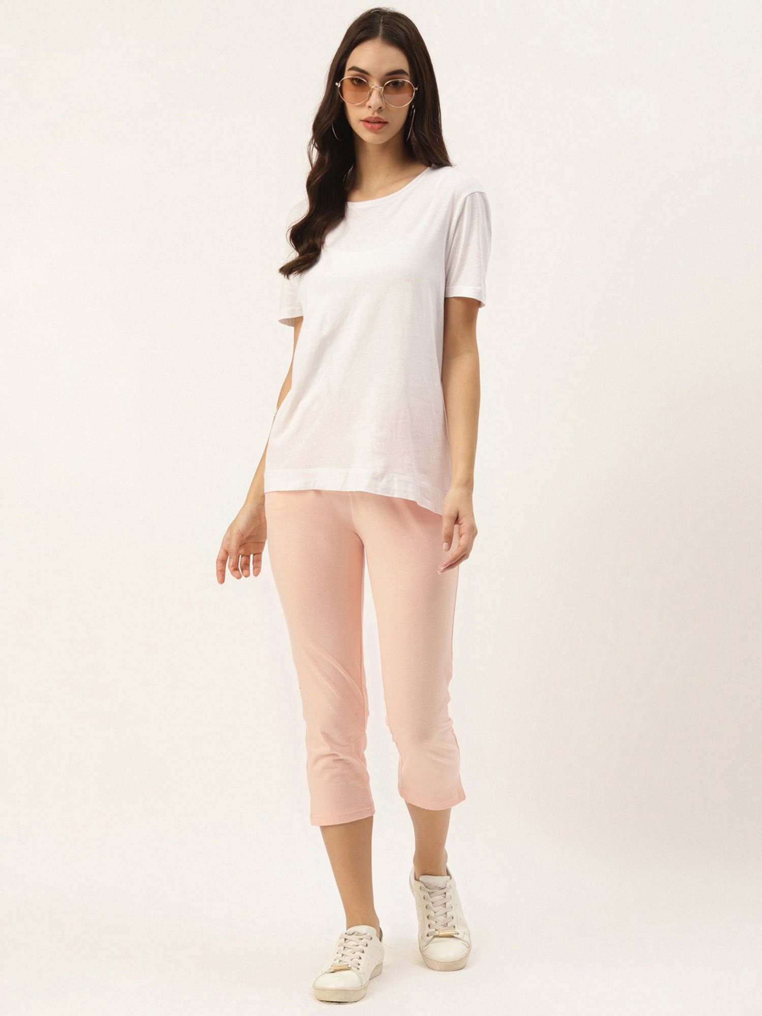 BRINNS Peach Mid Rise Cropped Capris