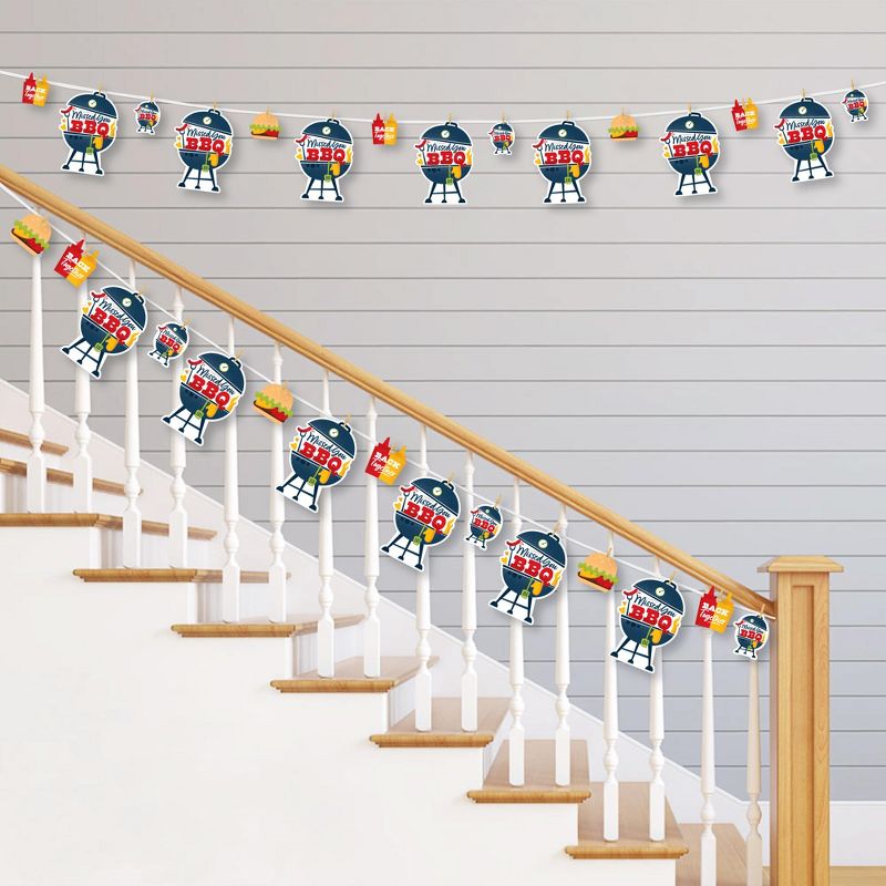 Big Dot of Happiness Missed You BBQ - Backyard Summer Picnic Party DIY Decorations - Clothespin Garland Banner - 44 Pieces