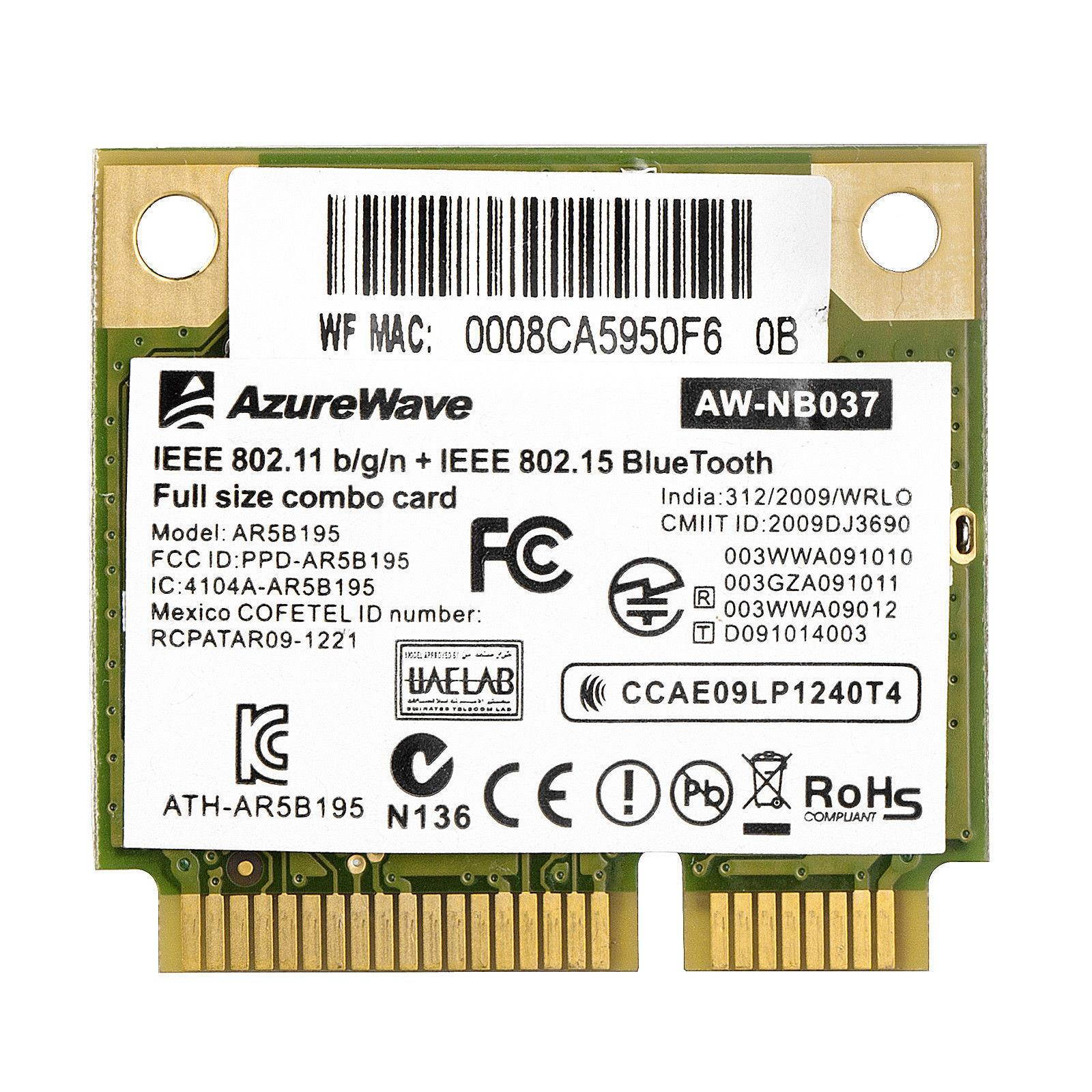 AR5B195 AR9285 WiFi 150Mbps Wireless WLAN AR3011 Bluetooth Mini PCIe Combo Card