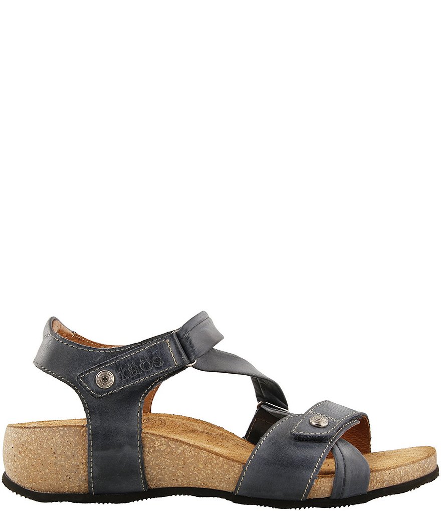 Taos Footwear Universe Banded Leather Wedge Sandals