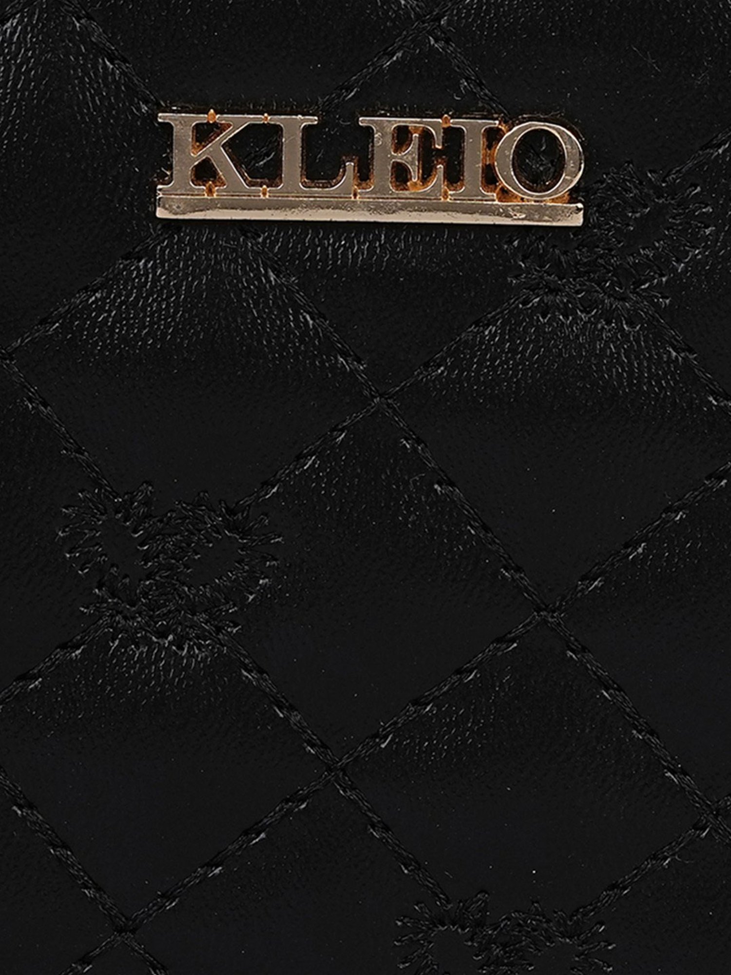 KLEIO Black Quilted Zip Around Wallet for Women