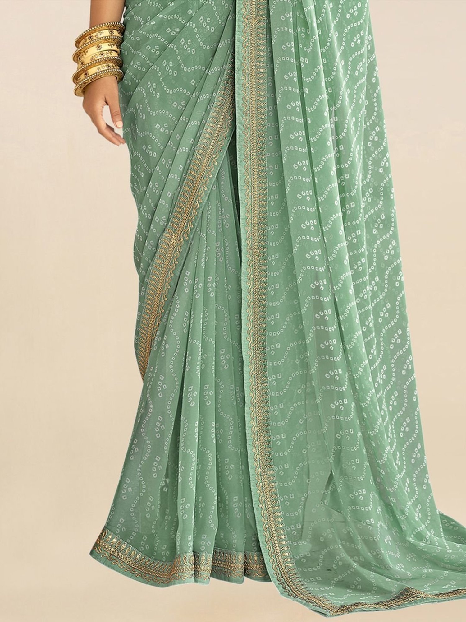 Unnati Silks Red Silk Printed Saree With Unstitched Blouse