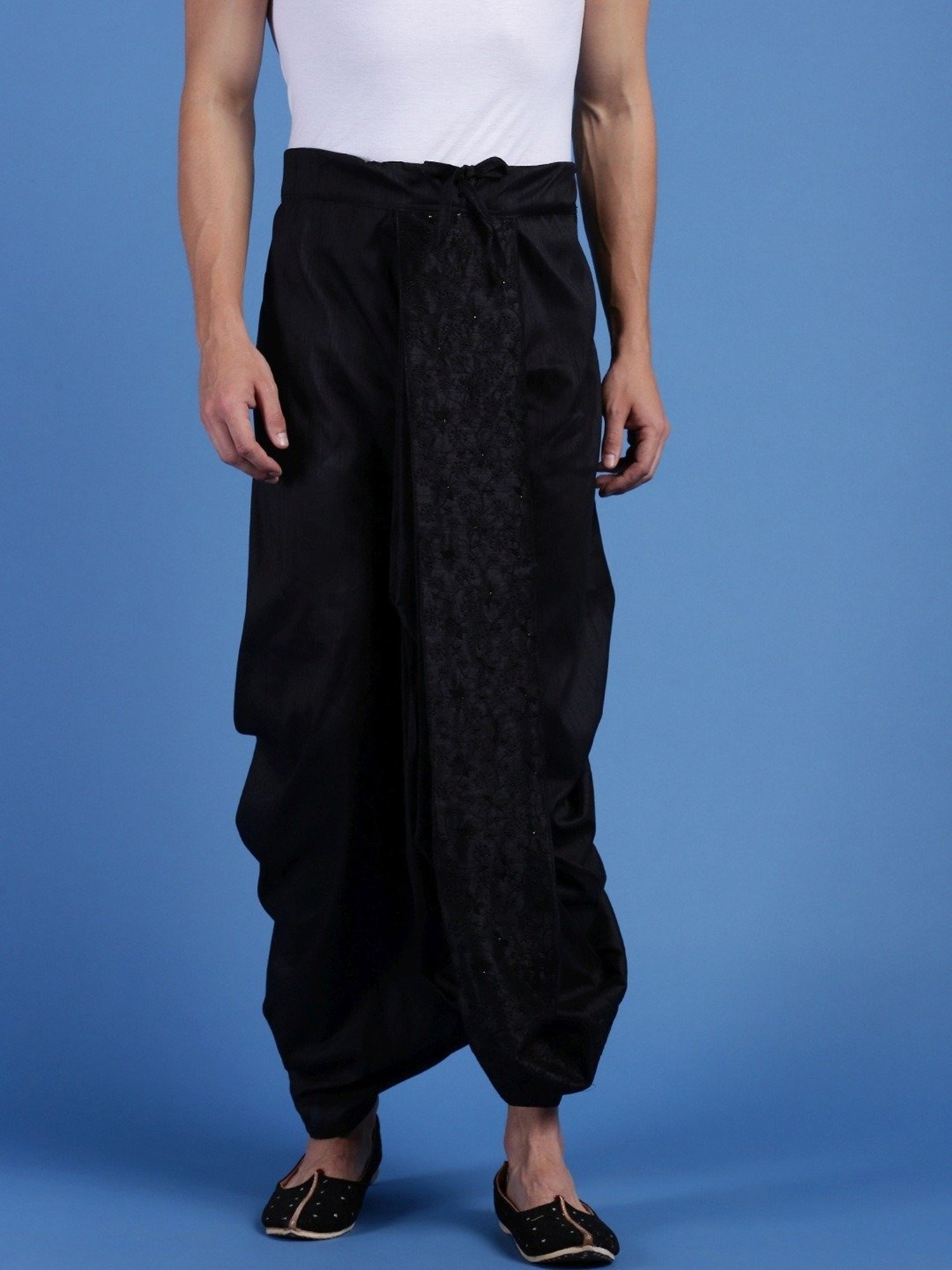 Sanwara Black Regular Fit Embroidered Dhotis