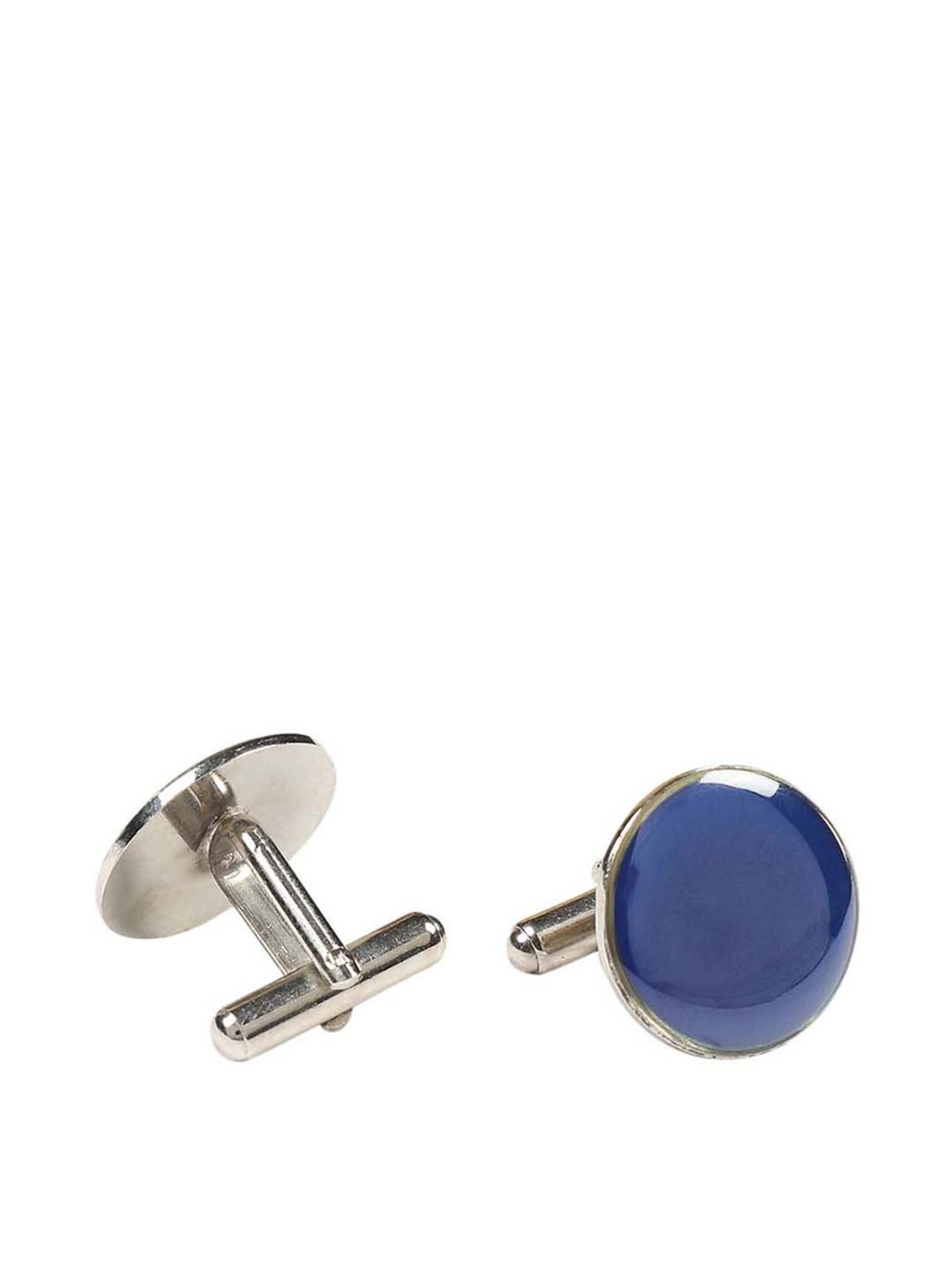 Tossido Blue Woven Necktie With Pocket Square and Cufflinks