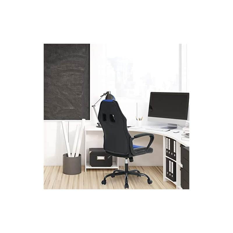 Office Chair Cheap Desk Chair PC Gaming Chair Rolling PU Leather Swivel Chair Executive Computer Chair Lumbar Support for Women, Men(Blue)