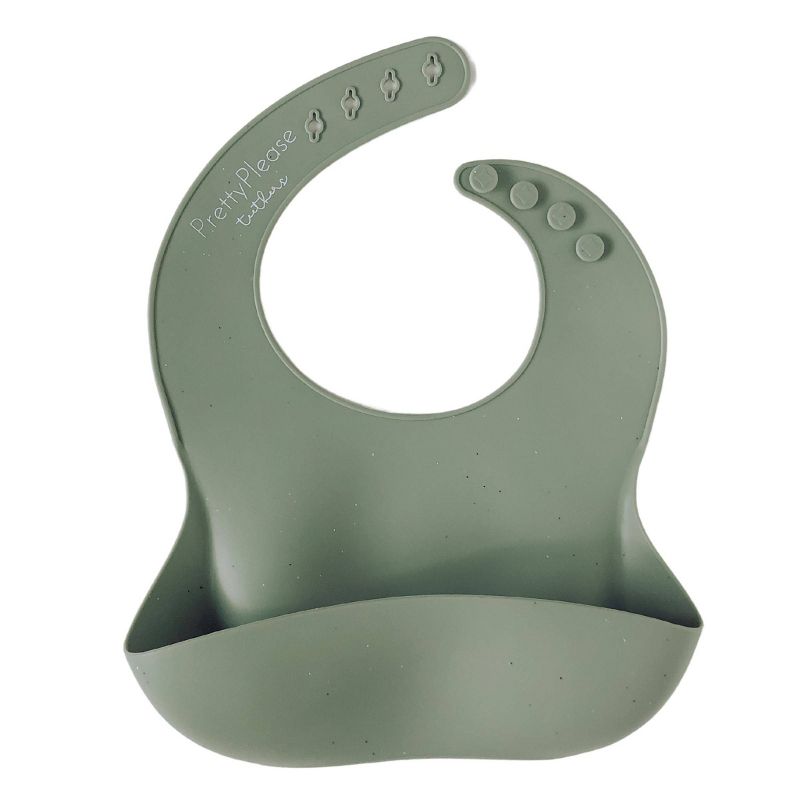 Pretty Please Teethers Silicone Bib - Speckle Sage