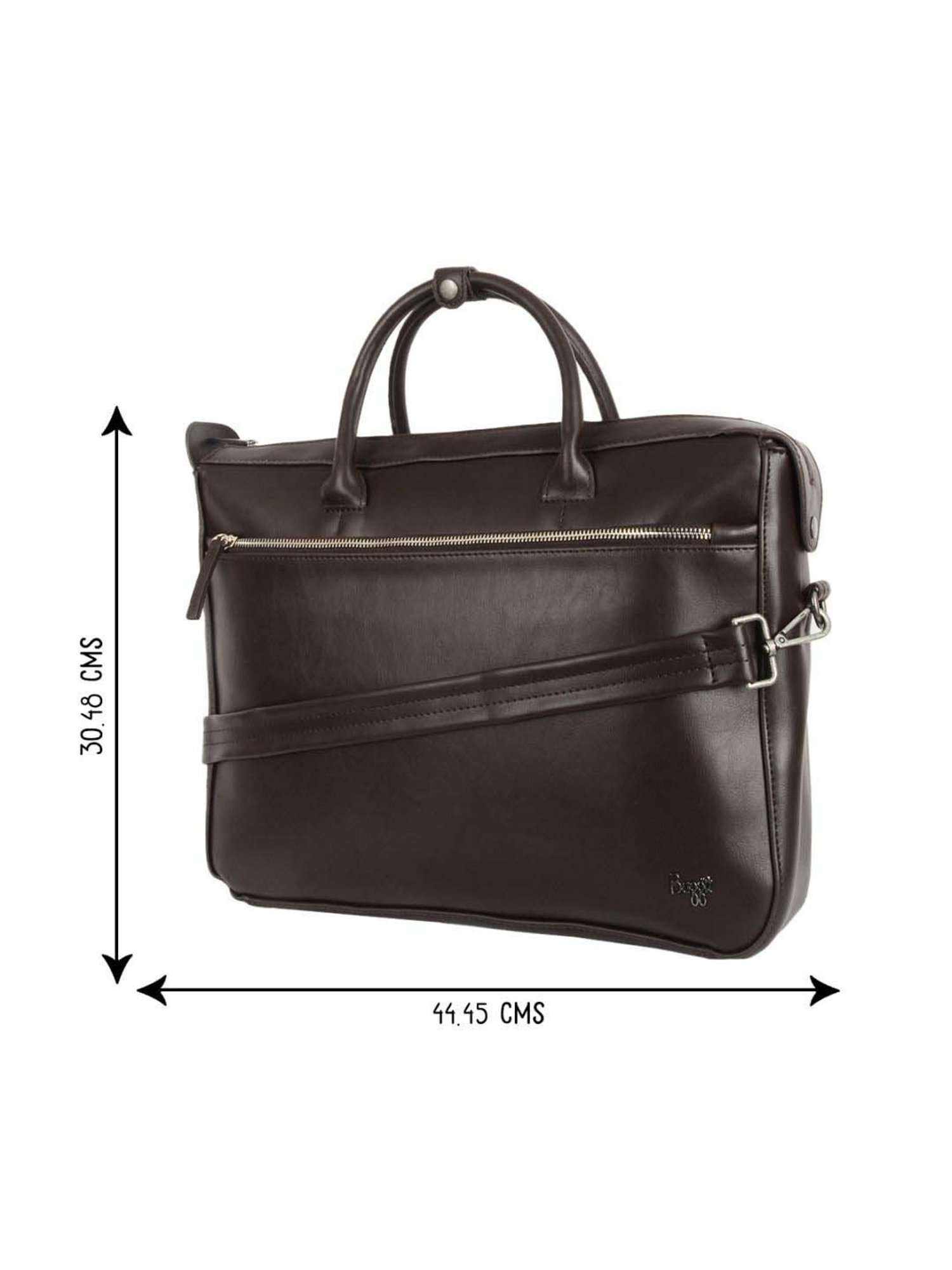 Baggit Brown PVC Solid Laptop Messenger Bag