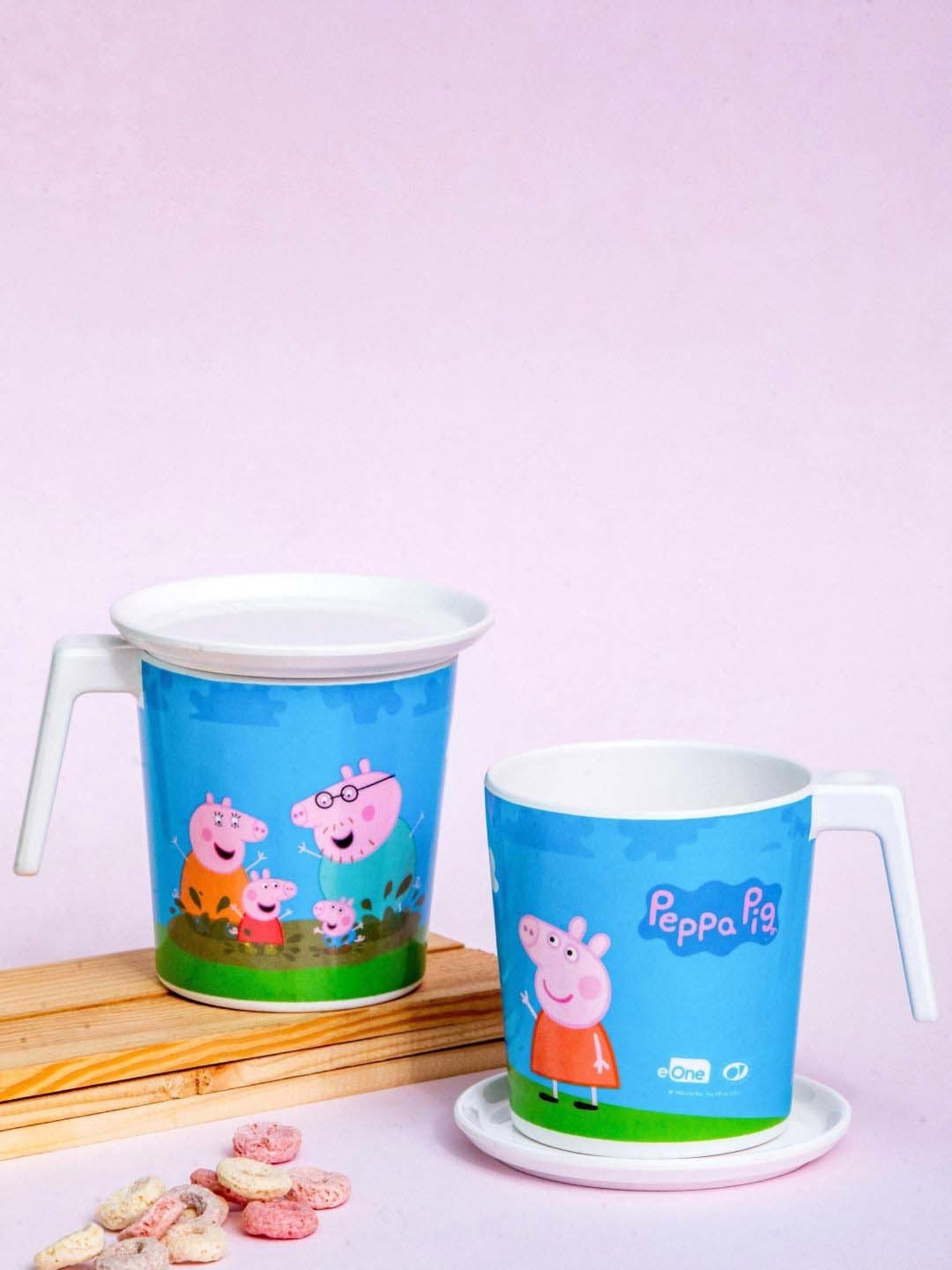 Servewell Peppa Pig Blue Melamine Laura Mug Large Kids Set (0.32 L) - Set of 4