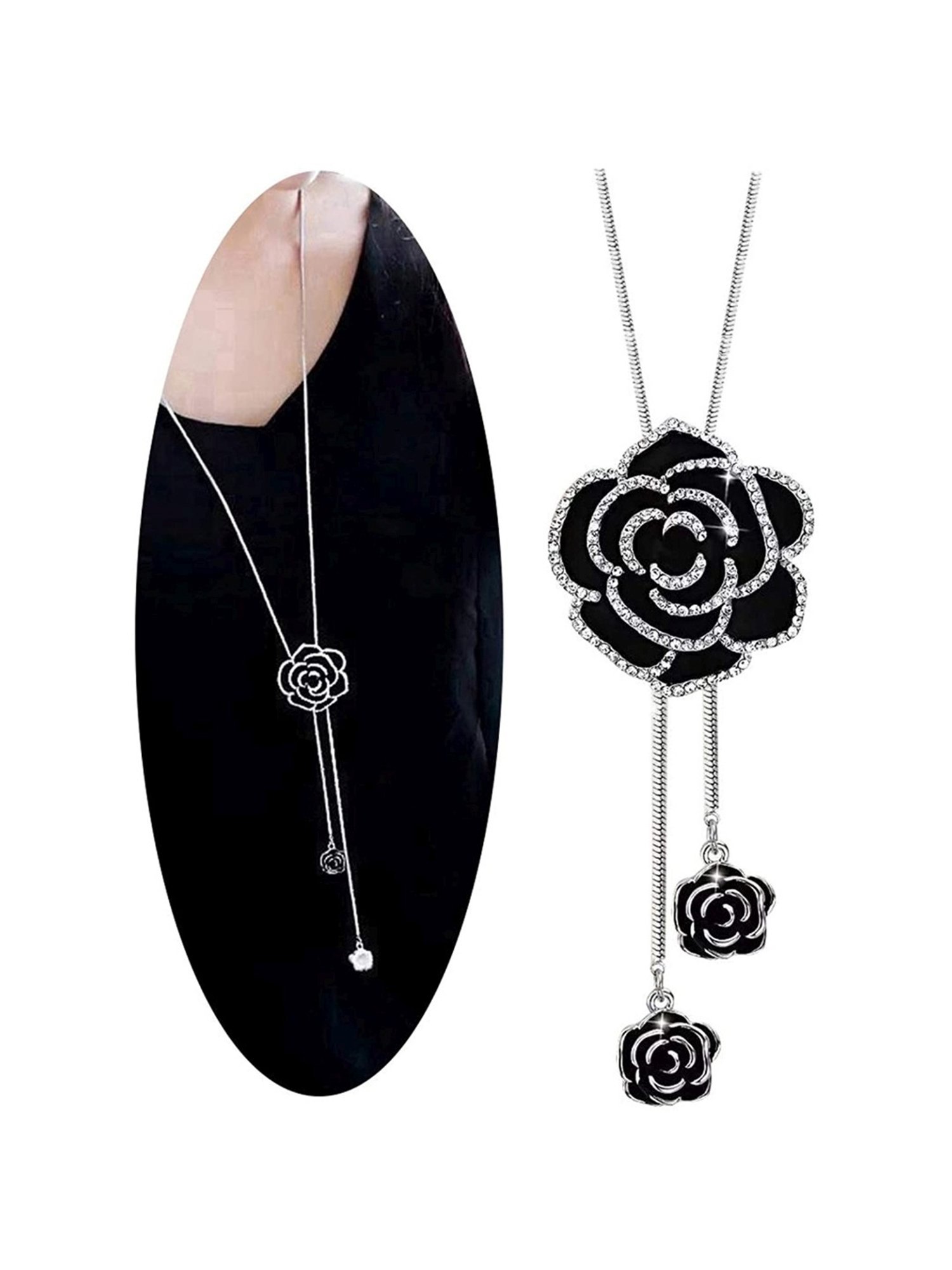 YouBella Stylish Latest Traditional Jewellery Silver Plated Pendant for Women(YBNK_5470)