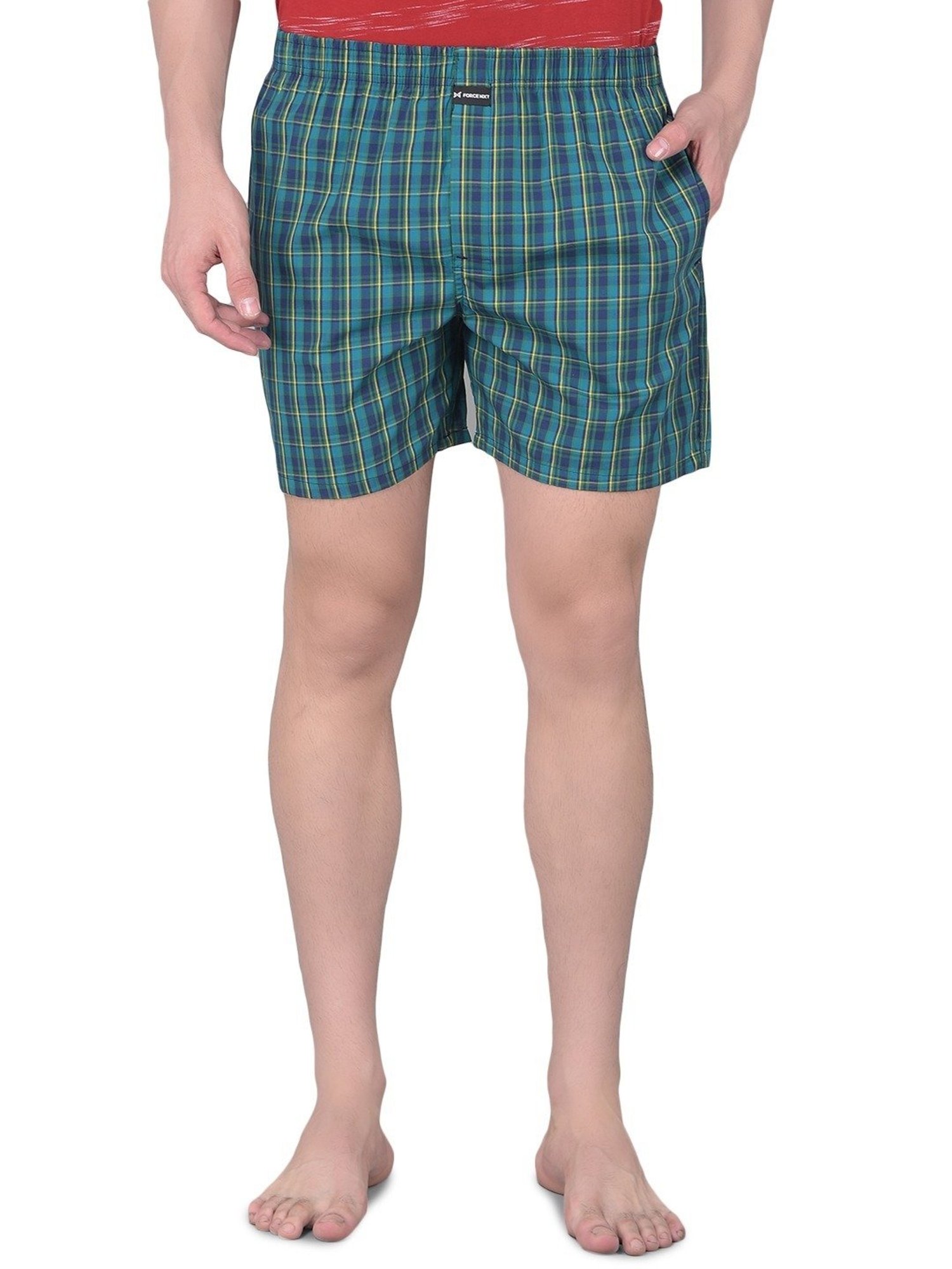 Force NXT Blue Cotton Regular Fit Checks Boxers