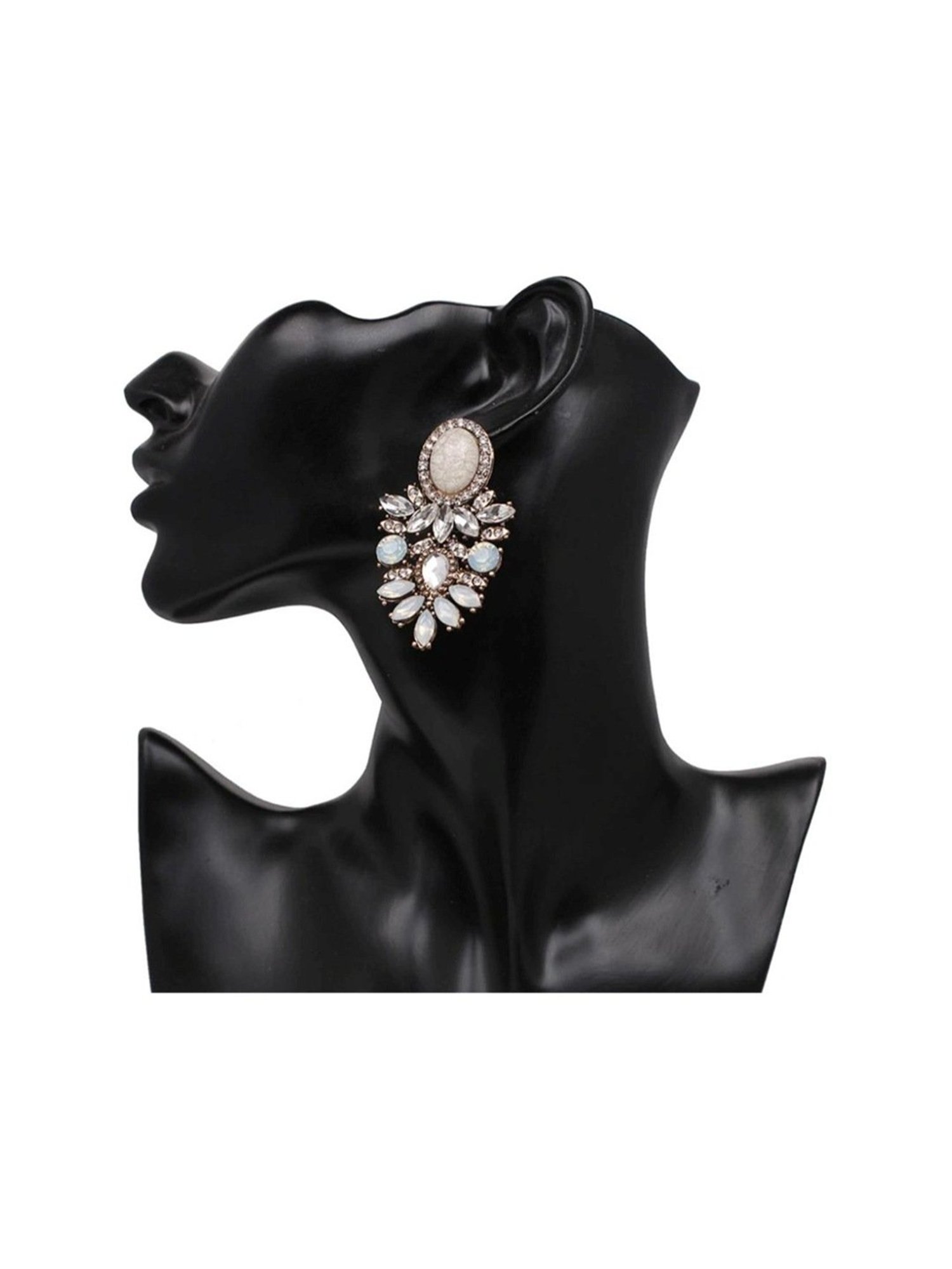 YouBella Gold-Plated White Chand Bali Earrings for Women