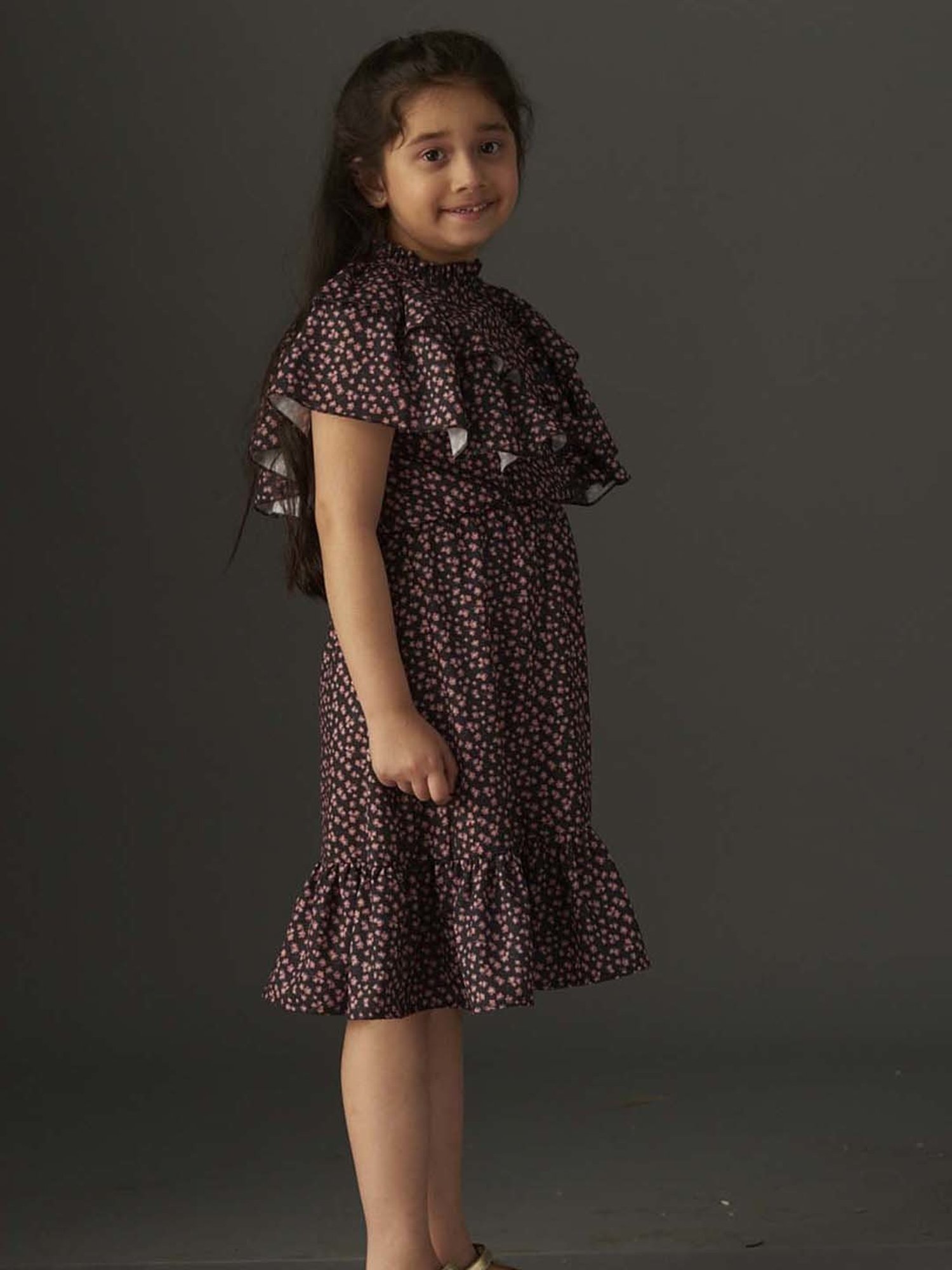 KidsDew Kids Black Floral Print Dress