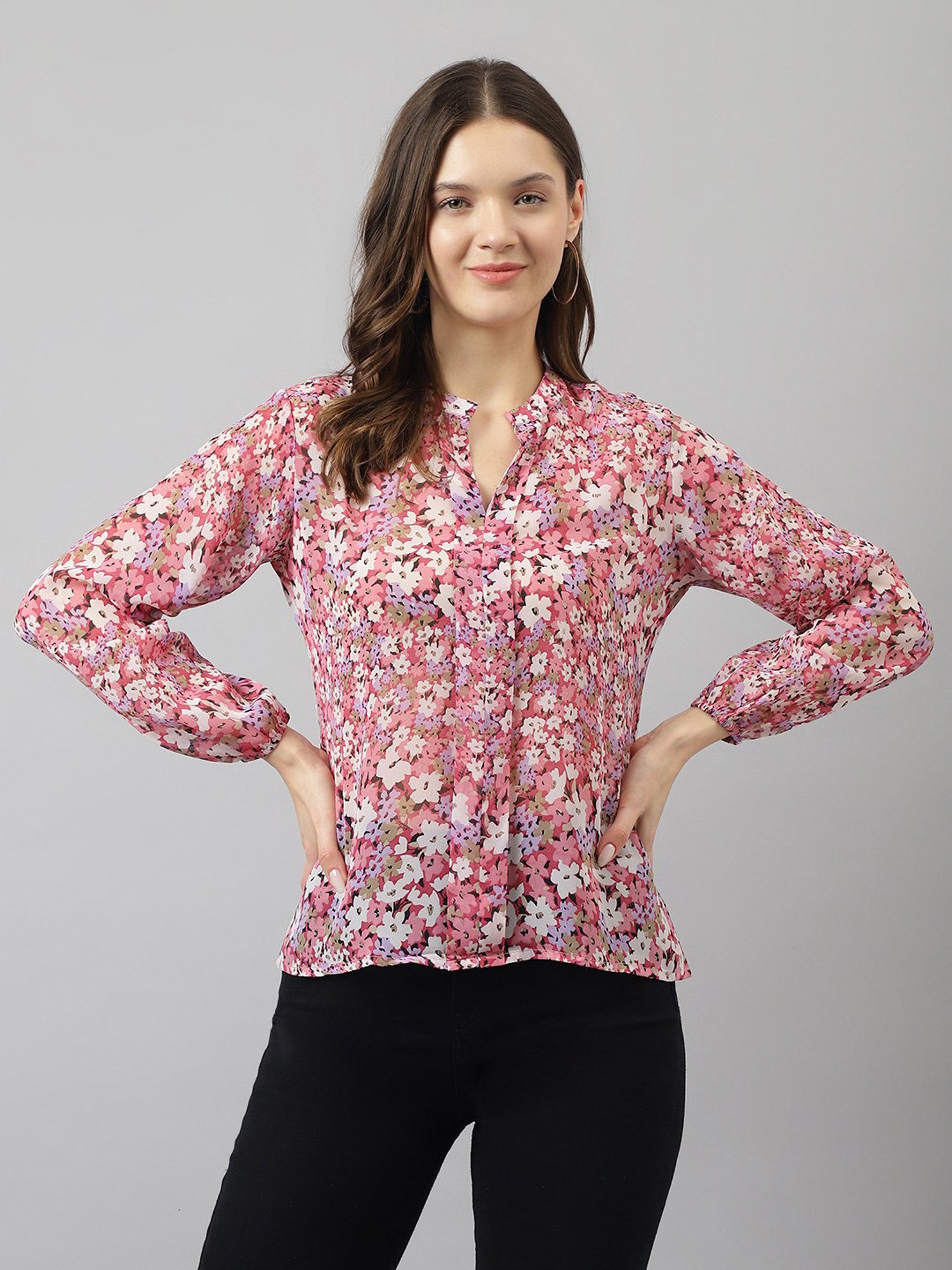 KERI PERRY Multicolor Floral Print Top