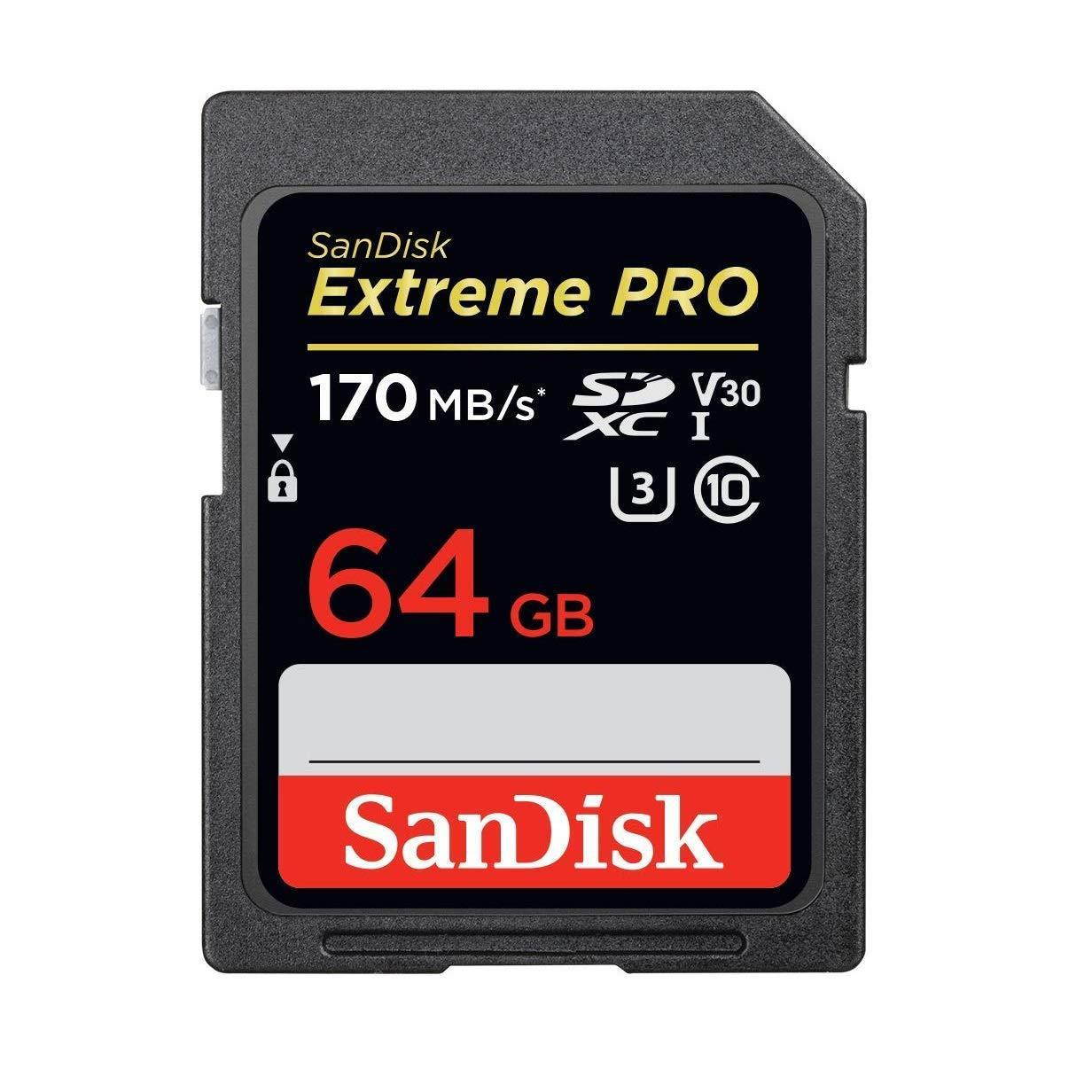 SanDisk 64GB (Five Pack) Extreme Pro Memory Card (SDSDXXG-064G-GN4IN) SDXC 4K V30 UHS-I with Everything But Stromboli (TM) Combo Reader