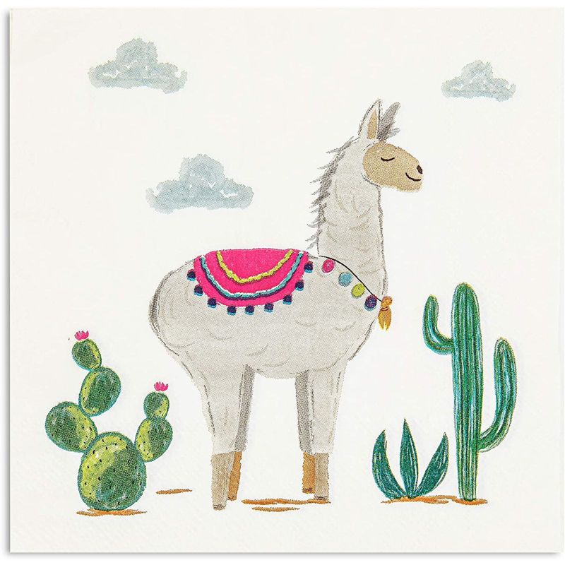 Blue Panda 144 Pieces Llama Party Bundle, Includes Plates, Napkins, Cups, and Cutlery (24 Guests)