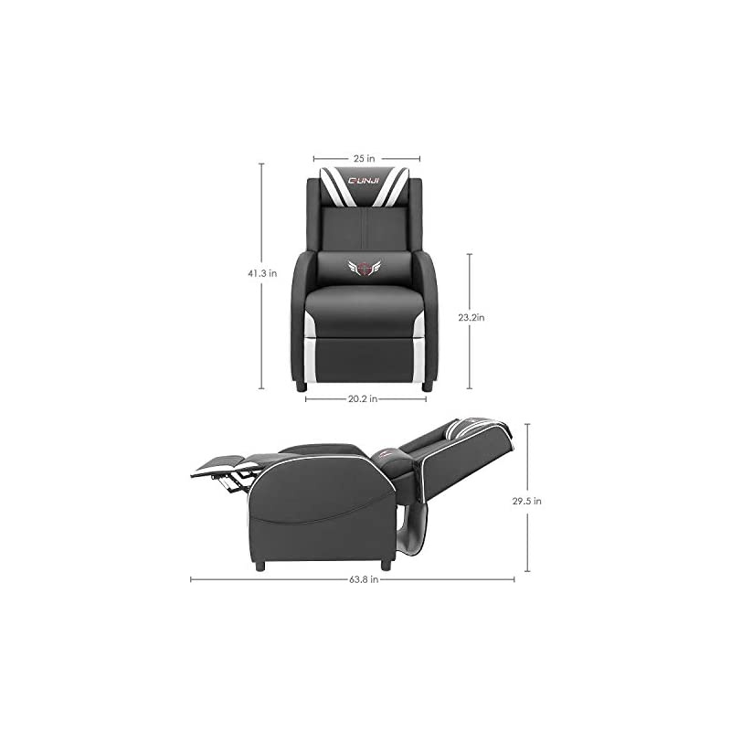 Gaming Recliner Chair PU Leather Single Recliner Sofa Adjustable Modern Living Room Recliners Home Theater Recliner Seat (White)