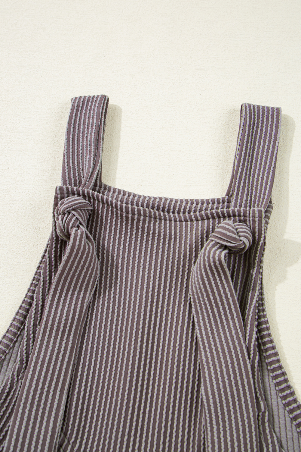 Gray Textured Wide Leg Overall with Pockets