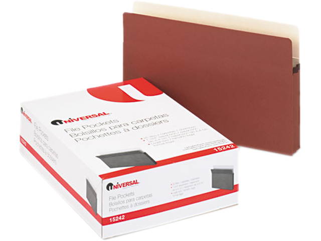 1 3/4 Inch Expansion File Pockets, Straight Tab, Legal, Redrope/Manila