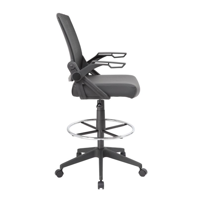 Drafting Stool with Flip Arms Mesh Black - Boss Office Products