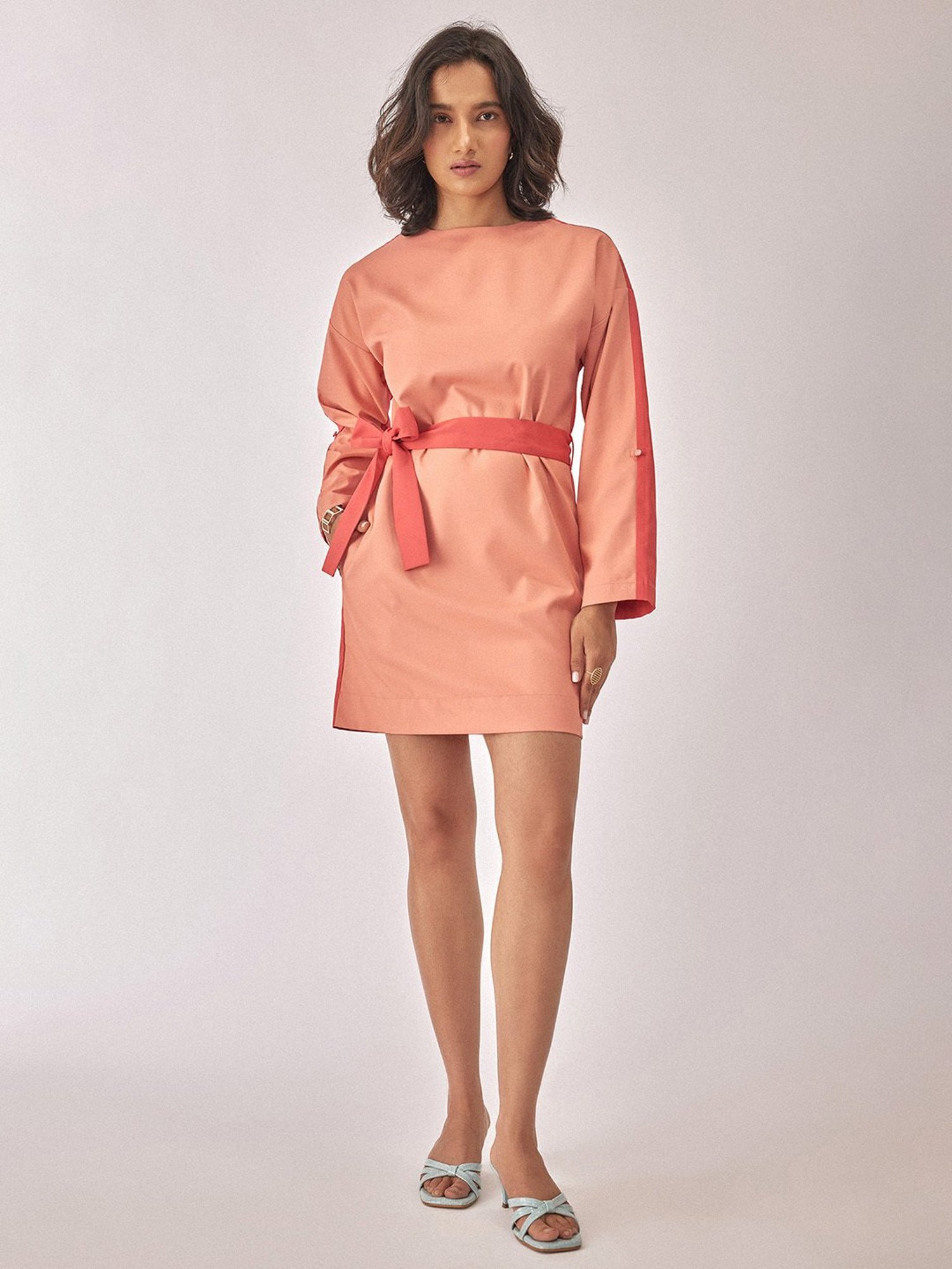 The Label Life Rose Pink Color-Block A Line Dress