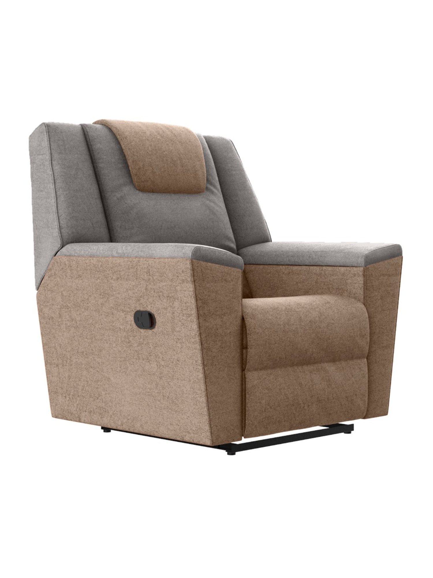 Godrej Interio Sumo Brown & Grey Fabric 1 Seater Recliner Sofa