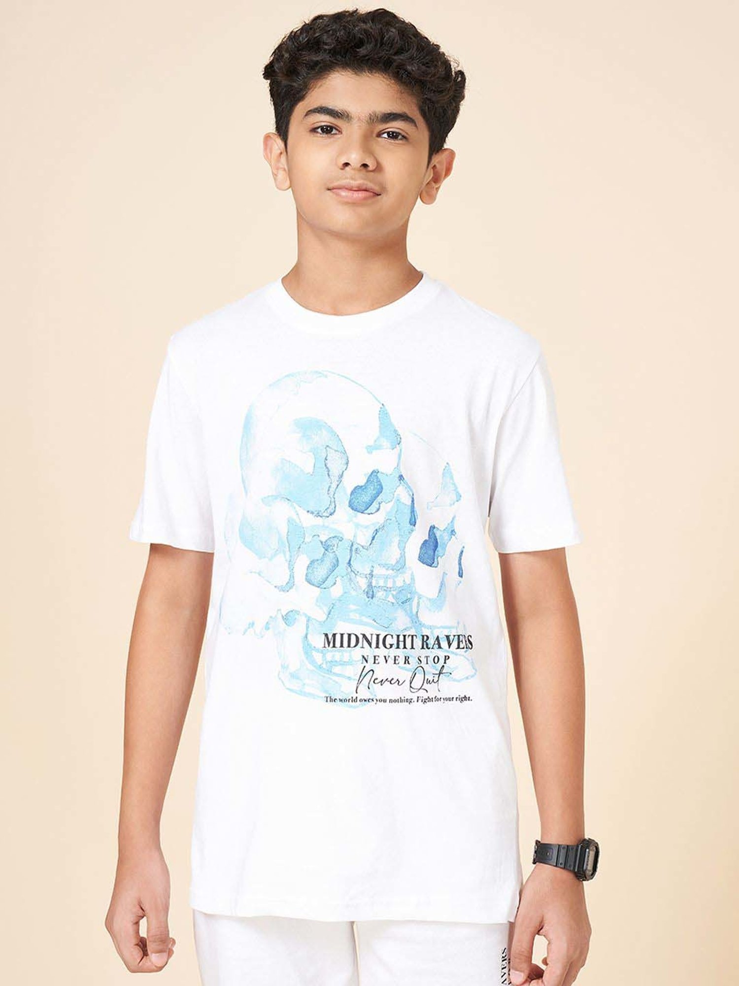 Coolsters by Pantaloons Boys White Cotton Printed T-Shirts