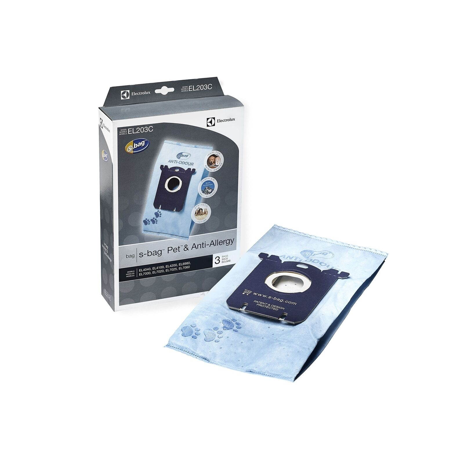 Genuine Electrolux Anti-Odor Pet s-bag EL203 - 3 bags