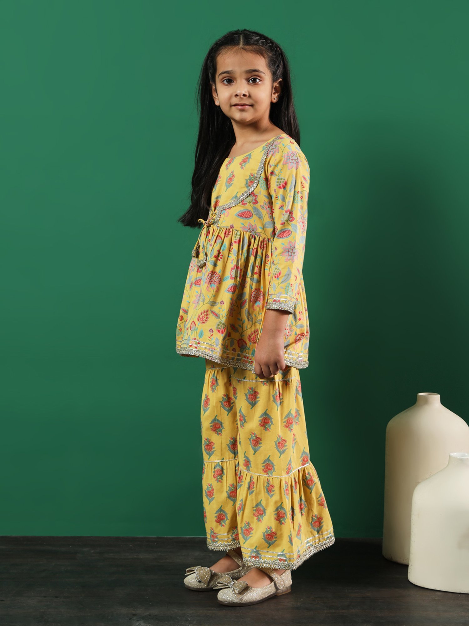 Many Frocks Kids Blue Embellished Top with Plazzos