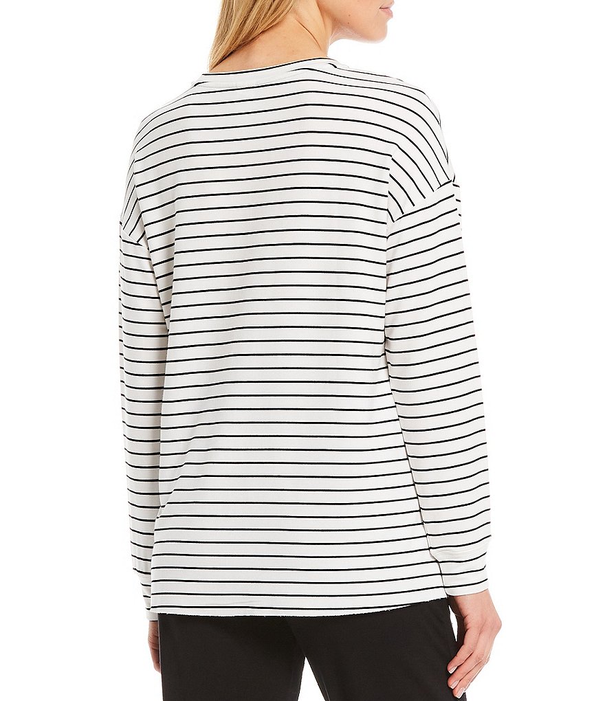 Jasmine & Ginger Striped Yarn-Dye #double;Feelin' Fine#double; Screen-Print French Terry Lounge Sweatshirt