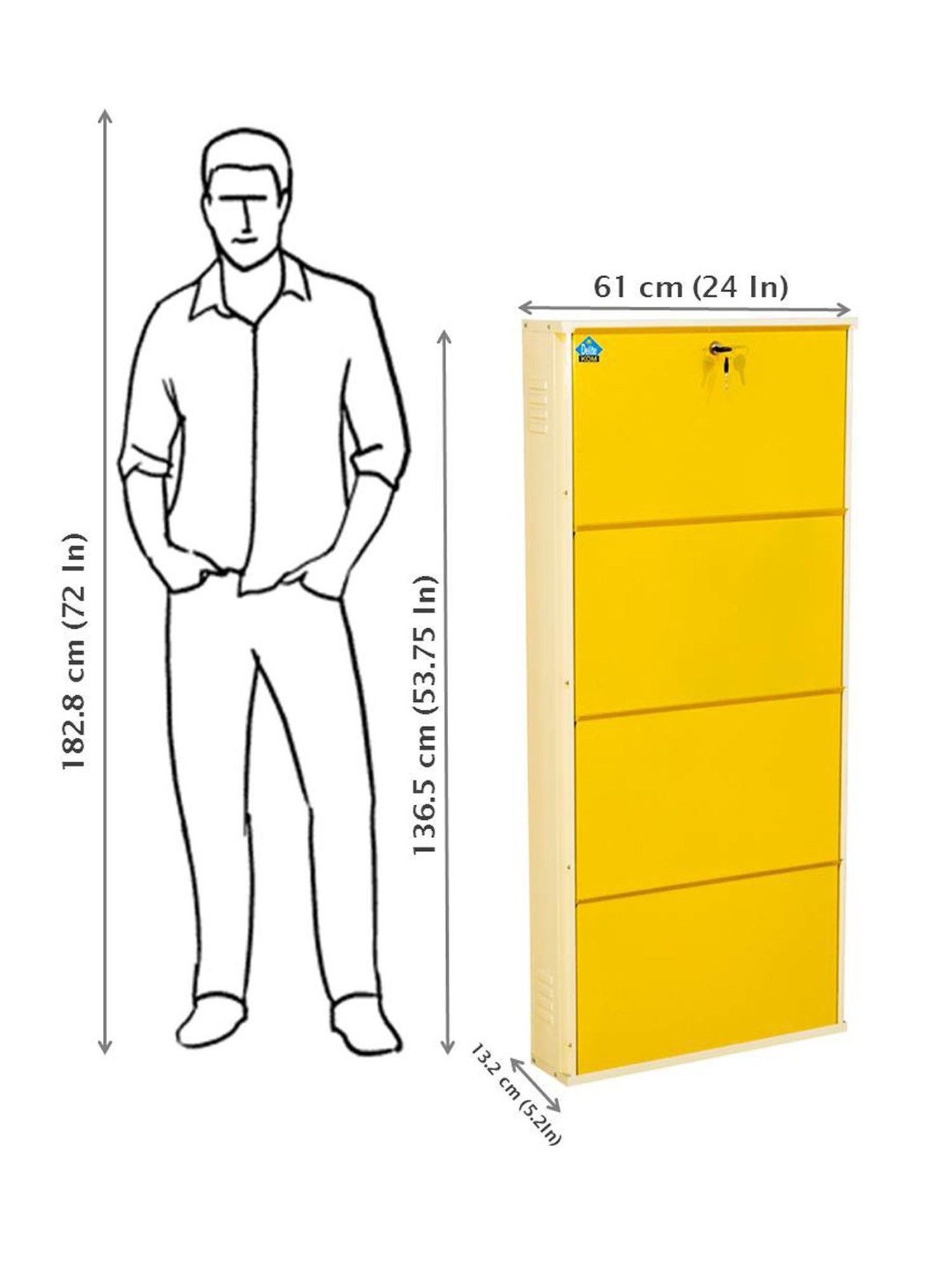 Delite Kom Metal Shoe Rack - 24" 3 Shelf, Ivory Green, PowderCoat, Wall Mount, DIY