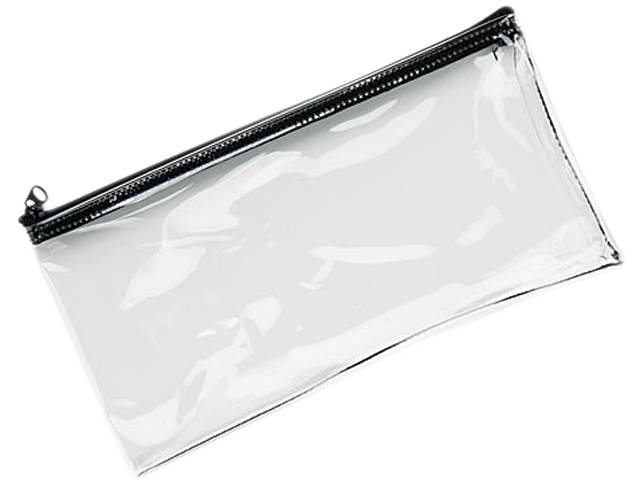 MMF Industries 234041720 Leatherette Zippered Wallet, Leather-Like Vinyl, 11w x 6h, Clear