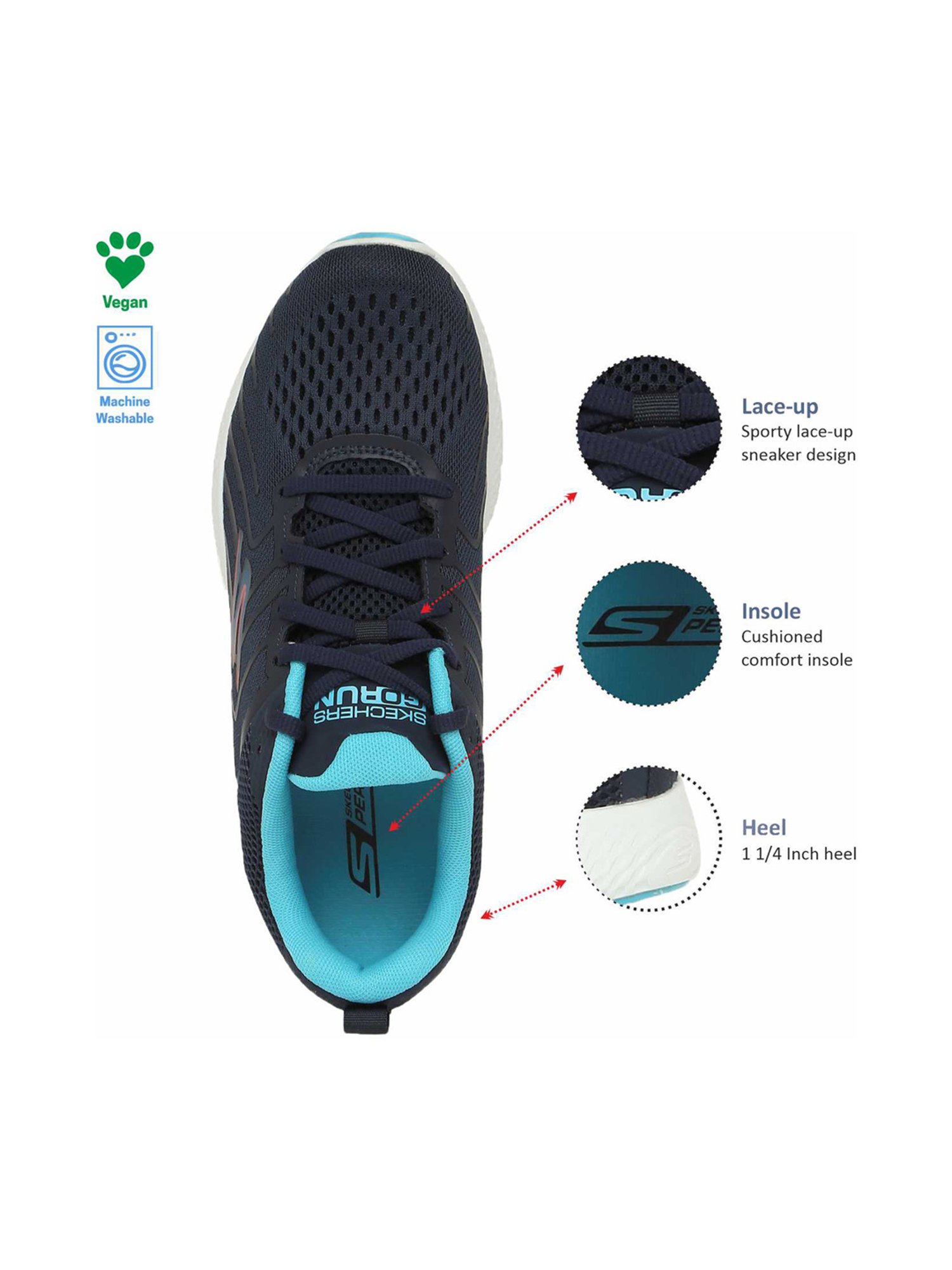 Skechers Women's POWER - FLEETZ Navy Blue Sports Lace Up Shoe