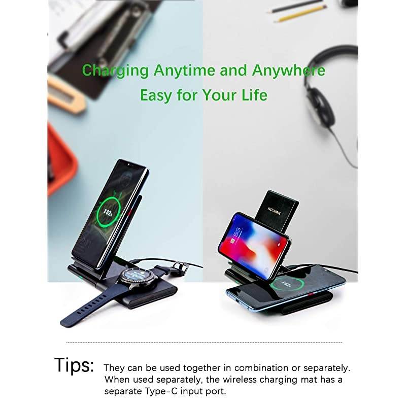 Charger Fast Charging Stand 2in1 Charging Station Dock for iPhone 11 ProMaxXXsXRAirPods2 Samsung Galaxy NoteWatchBuds