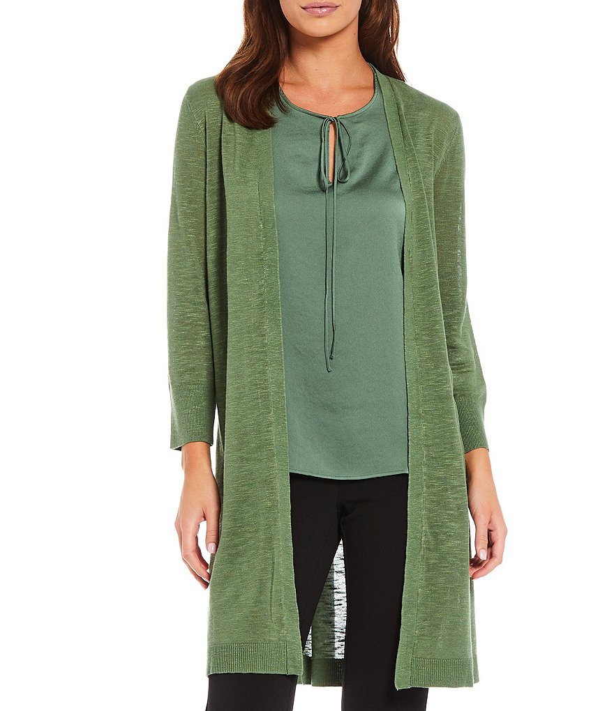 Kasper 3/4 Sleeve Linen Blend Duster