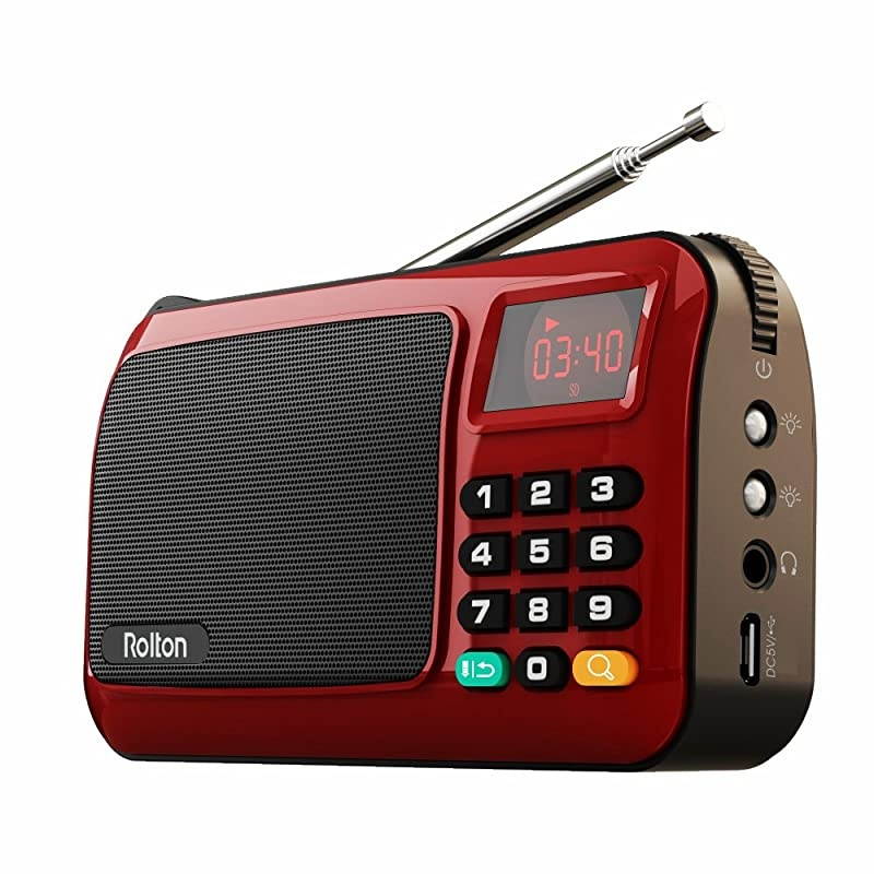 W405 Portable Mini FM Radio Speaker Music Player TF Card for PC iPod Phone with LED Display Red